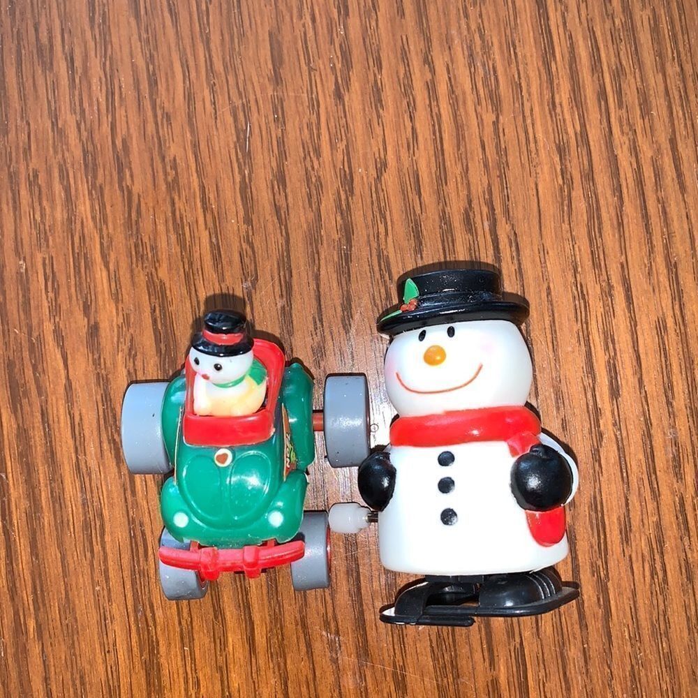 ‎2 plastic wind up Christmas snowmen